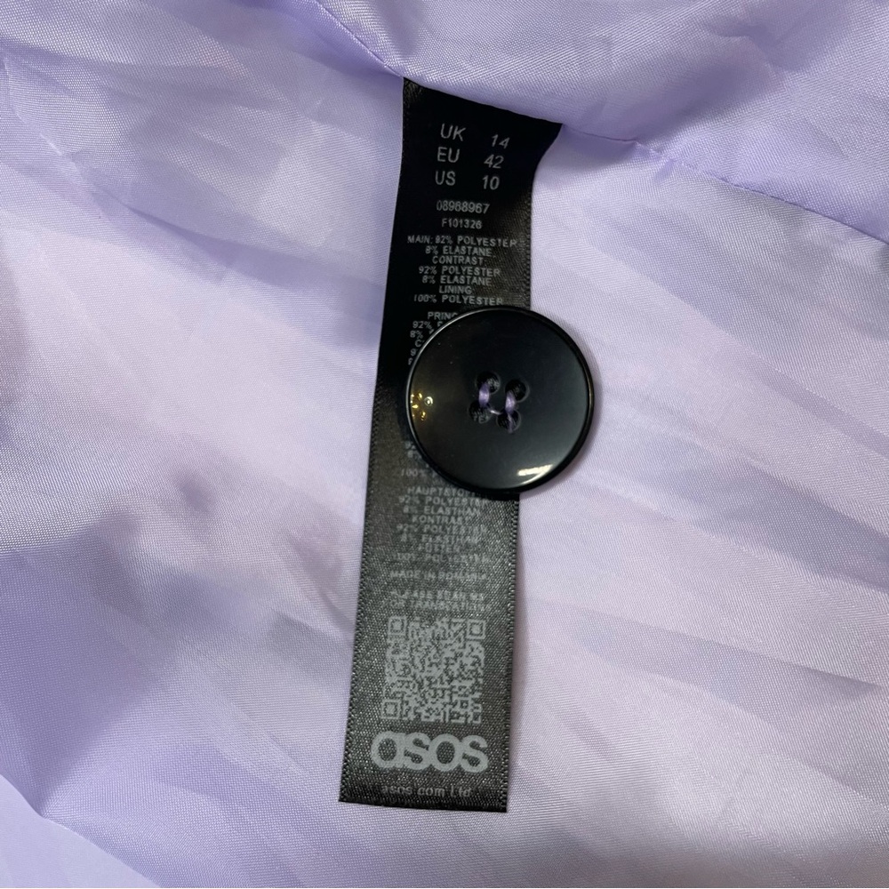 ASOS DESIGN x Christian Cowan Purple Blazer w/ Checkerboard Sleeves & Back - Picture 6 of 9